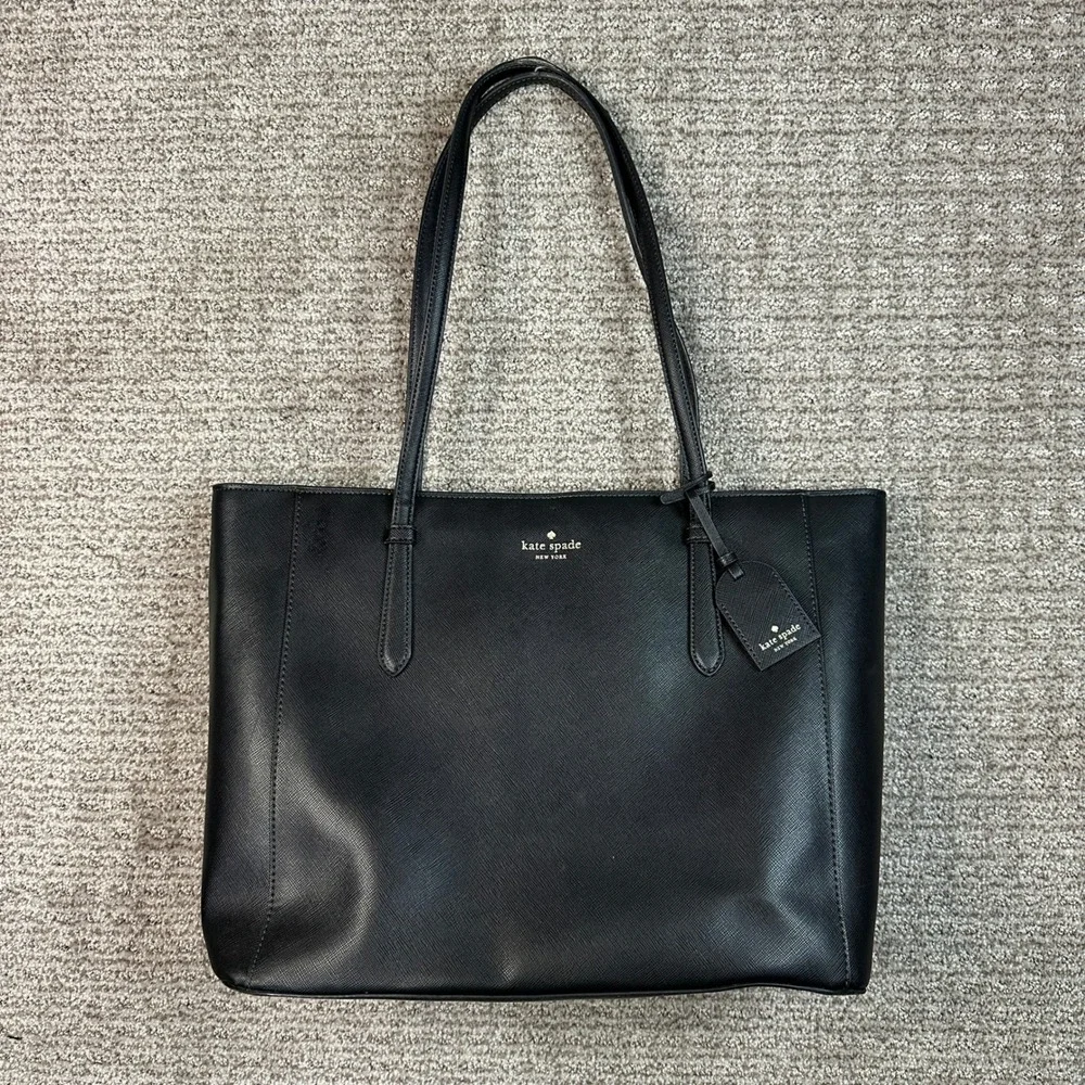 Kate Spade New York Black Saffiano Leather Tote Bag Shoulder Purse WKRU4094